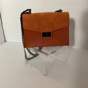 NWOT Elegant Orange Leather and Suede Women's Bag